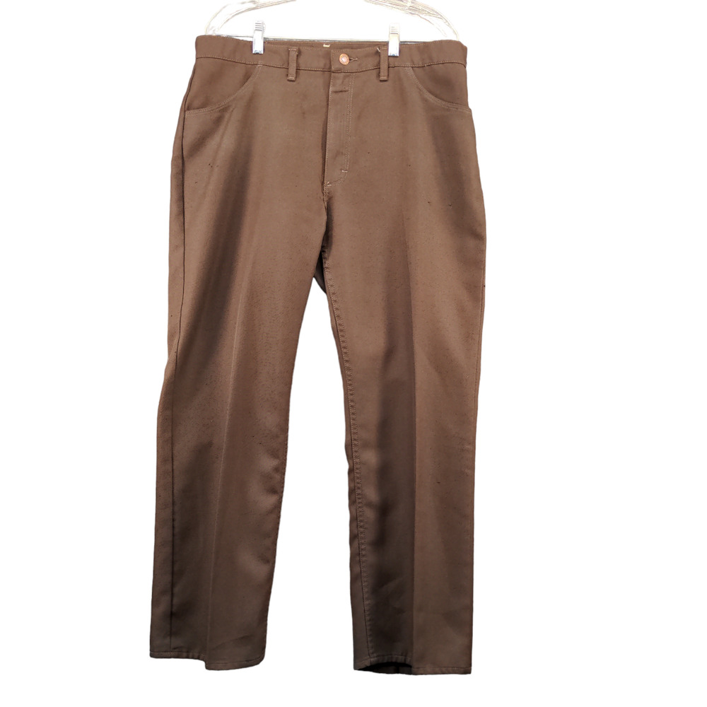 Maverick Men's Straight Leg Dress Pants Brown 38M Flat Front 100% Polyester